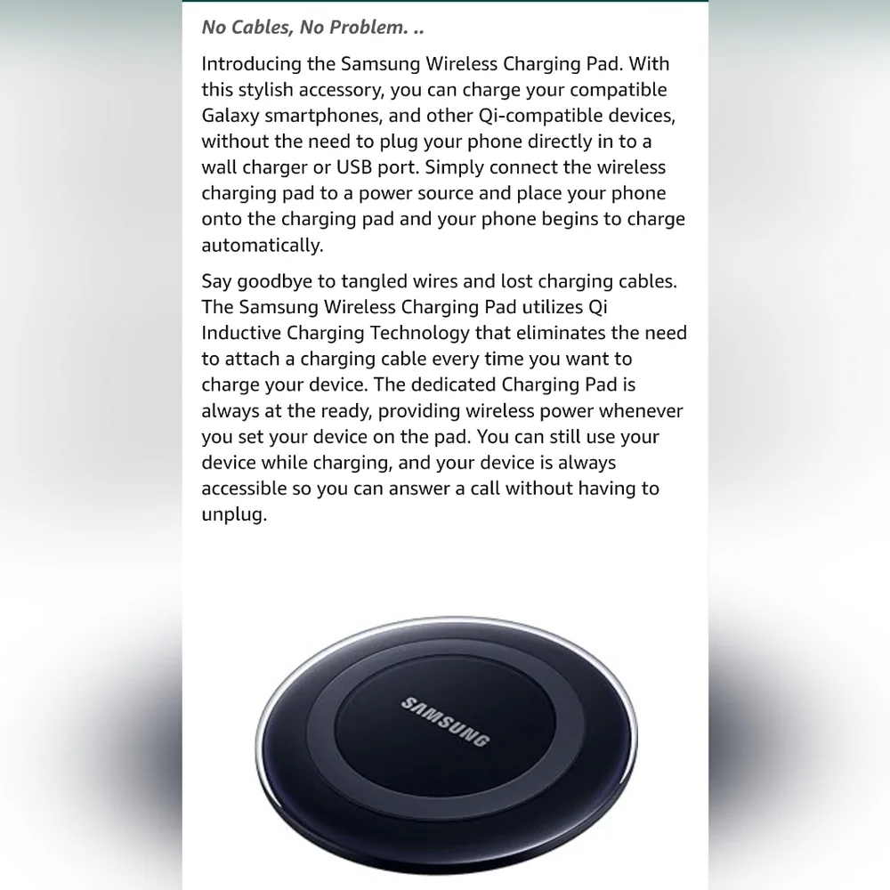 [Samsung] Qi Certified Wireless Charging Pad with 2A Wall Charger
